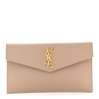 Saint Laurent Grain De Poudre Uptown Pouch Dark Beige 1 of 7