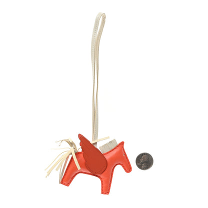 Hermes Milo Lambskin Grigri Rodeo Pegase Horse Bag Charm PM Orange Poppy Craie Terre Battue 2 of 5