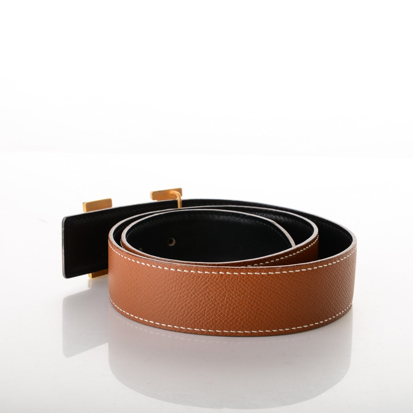 Box Courchevel 32mm H Belt 65 Black Gold