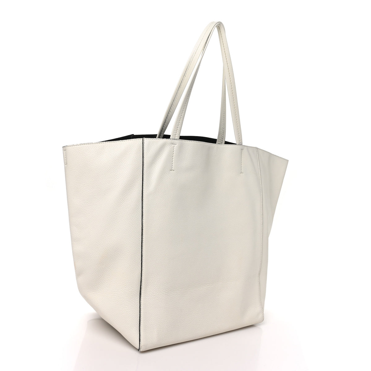 Grained Calfskin Medium Horizontal Cabas Phantom White