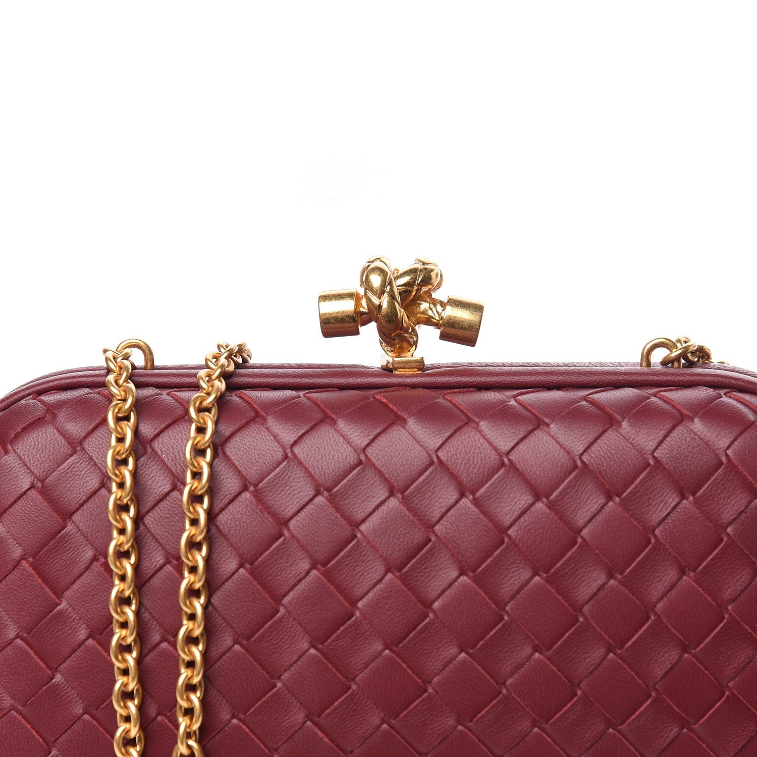 Bottega Veneta Nappa Intrecciato Chain Knot Clutch Bordeaux 9 of 9