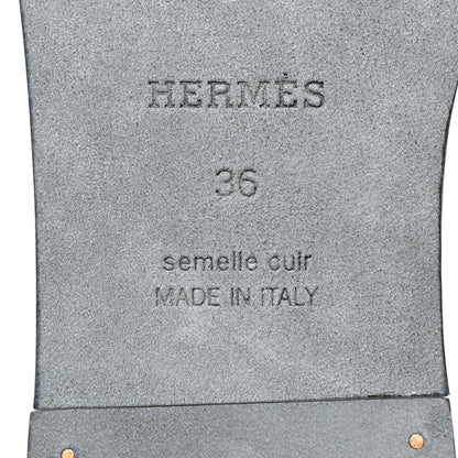 Hermes Box Calfskin Oran Sandals 36 Black 7 of 9