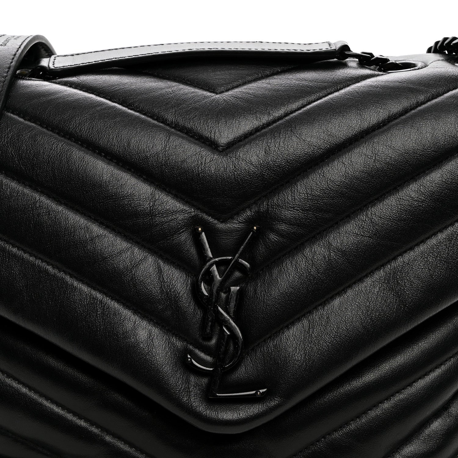 Saint Laurent Calfskin Y Quilted Monogram Monochrome Medium Loulou Chain Satchel Black 8 of 10