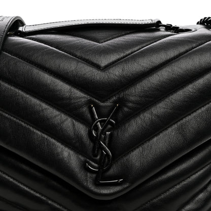 Saint Laurent Calfskin Y Quilted Monogram Monochrome Medium Loulou Chain Satchel Black 8 of 10