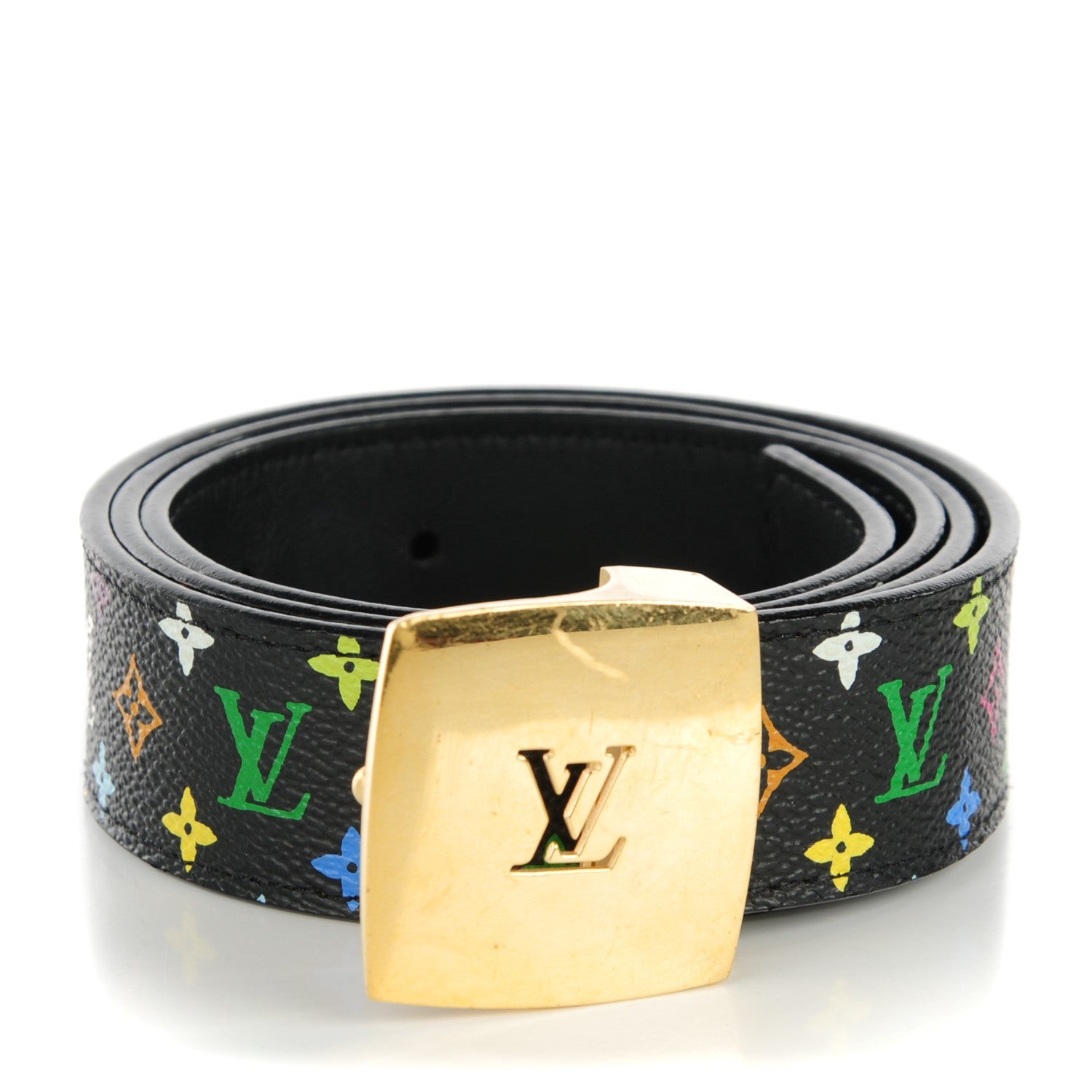 Louis Vuitton Monogram Multicolor LV Cut Reversible Belt 80 32 Black 1 of 8