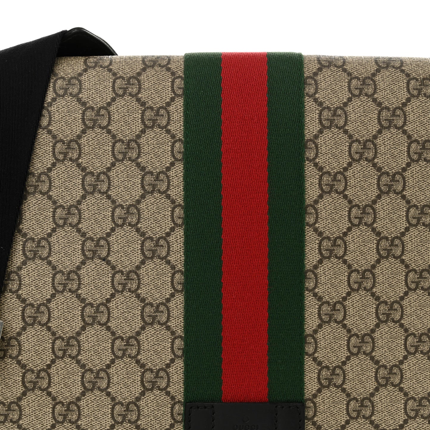 GG Supreme Monogram Web Flap Messenger Bag Black