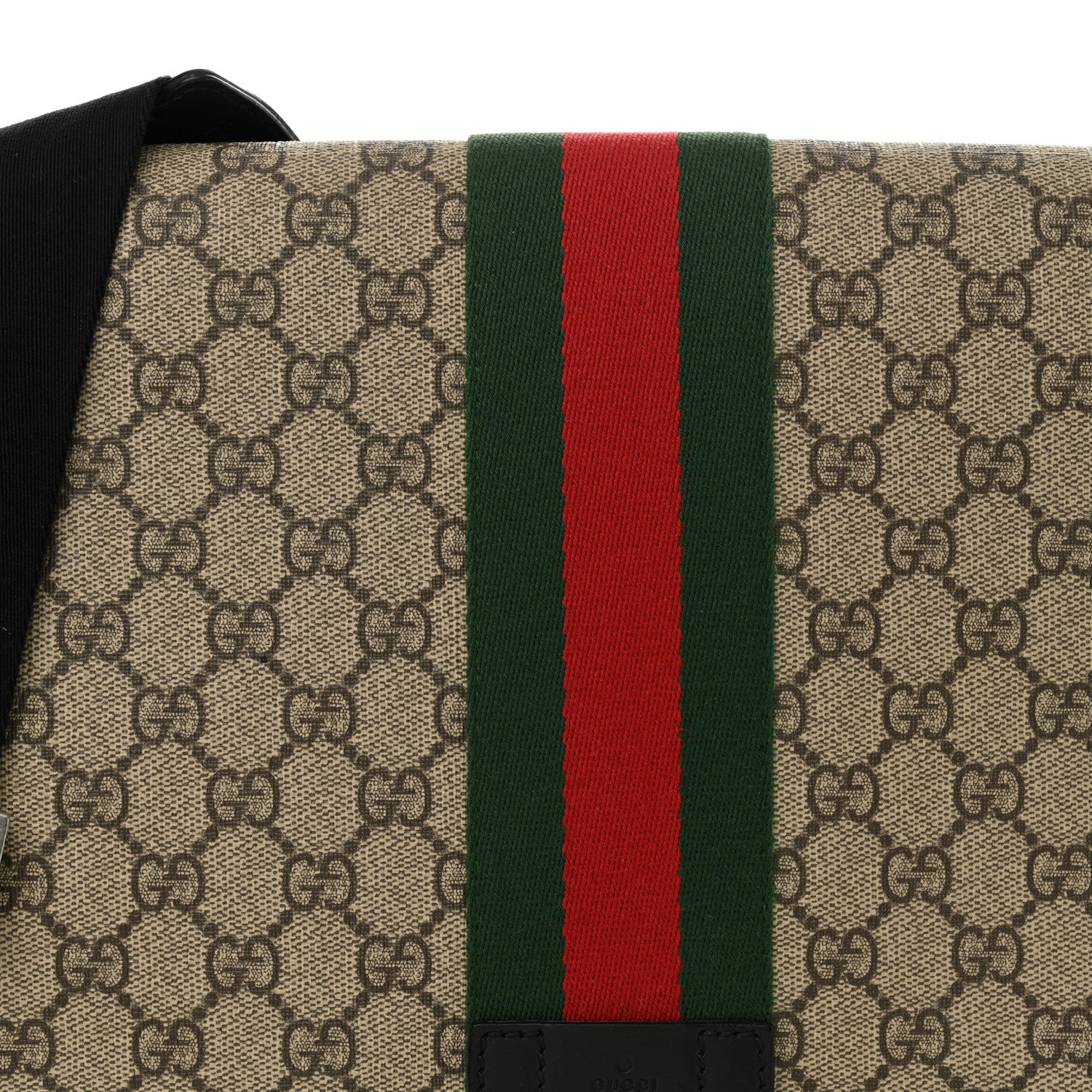 Gucci GG Supreme Monogram Web Flap Messenger Bag Black 8 of 11
