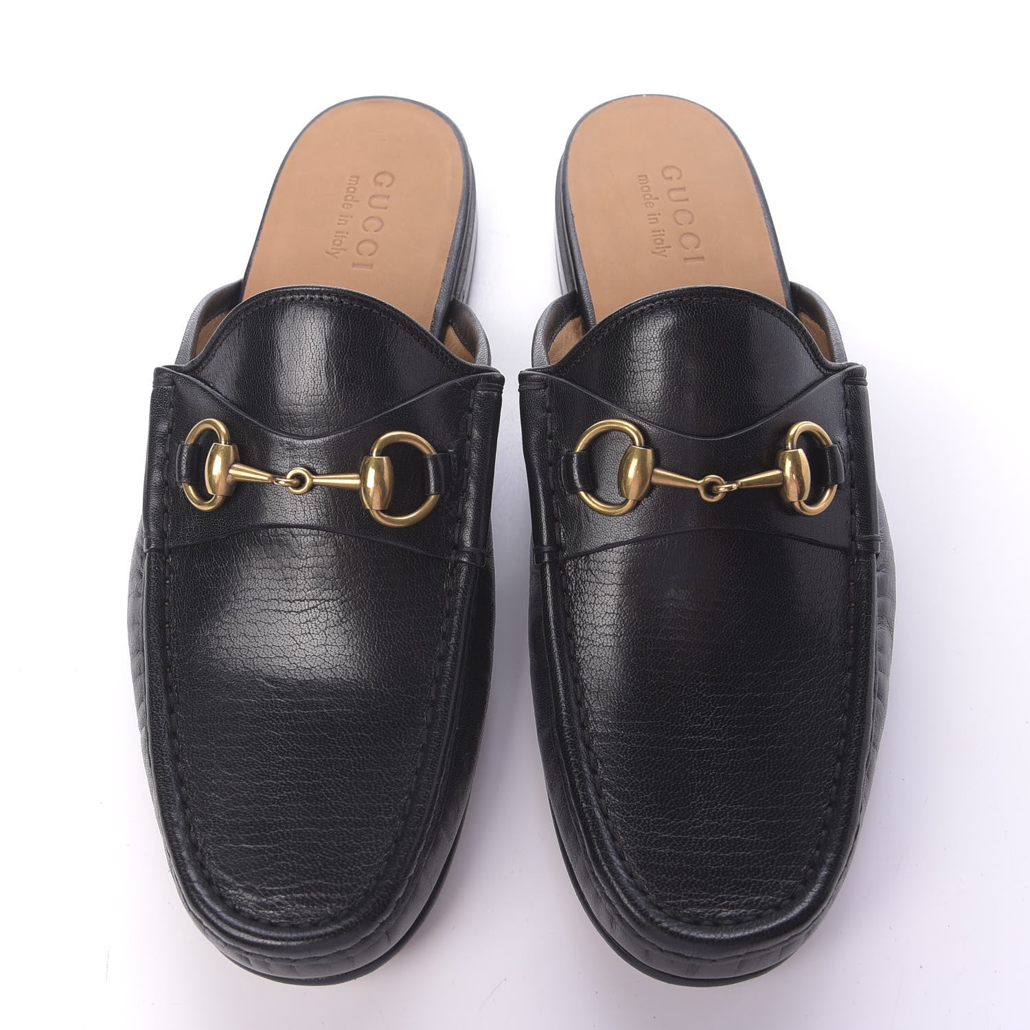 Gucci Goatskin Mens Horsebit Slippers 9 Black 5 of 11