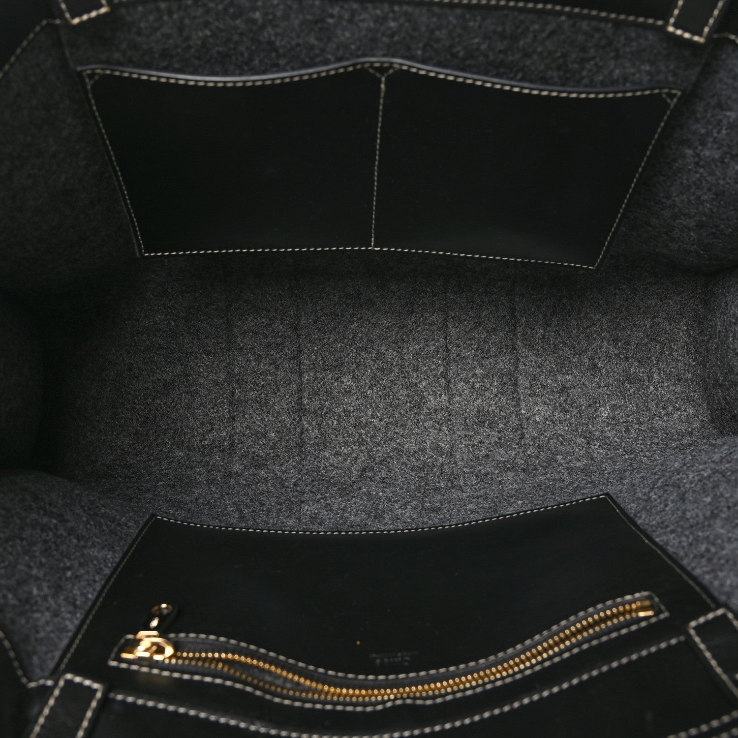 Chloe Felt Shiny Calfskin Large Woody Ribbon Tote Cashmere Gray 5 of 9