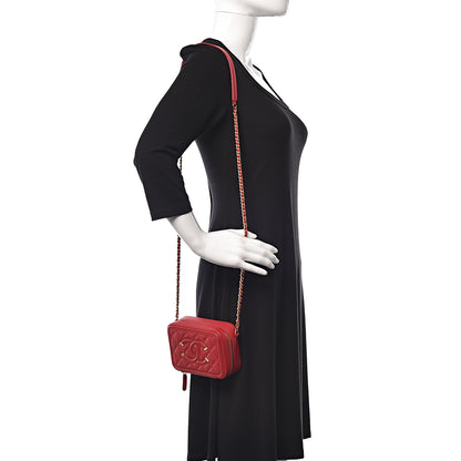 Chanel Caviar Quilted Filigree Vanity Clutch With Chain Red 2 of 11