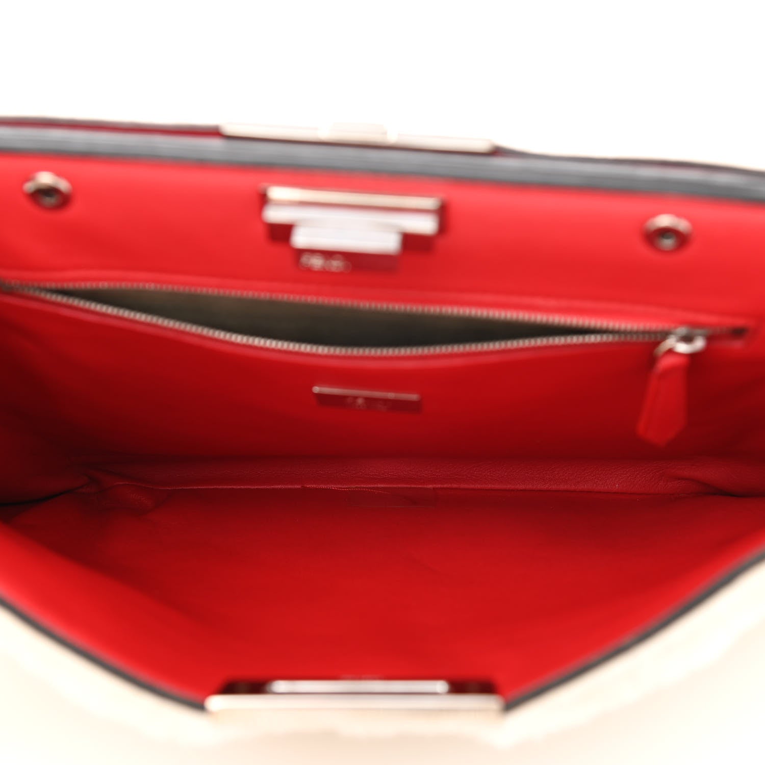 Fendi Shearling Peekaboo Iconic Clutch White Papavero 6 of 9