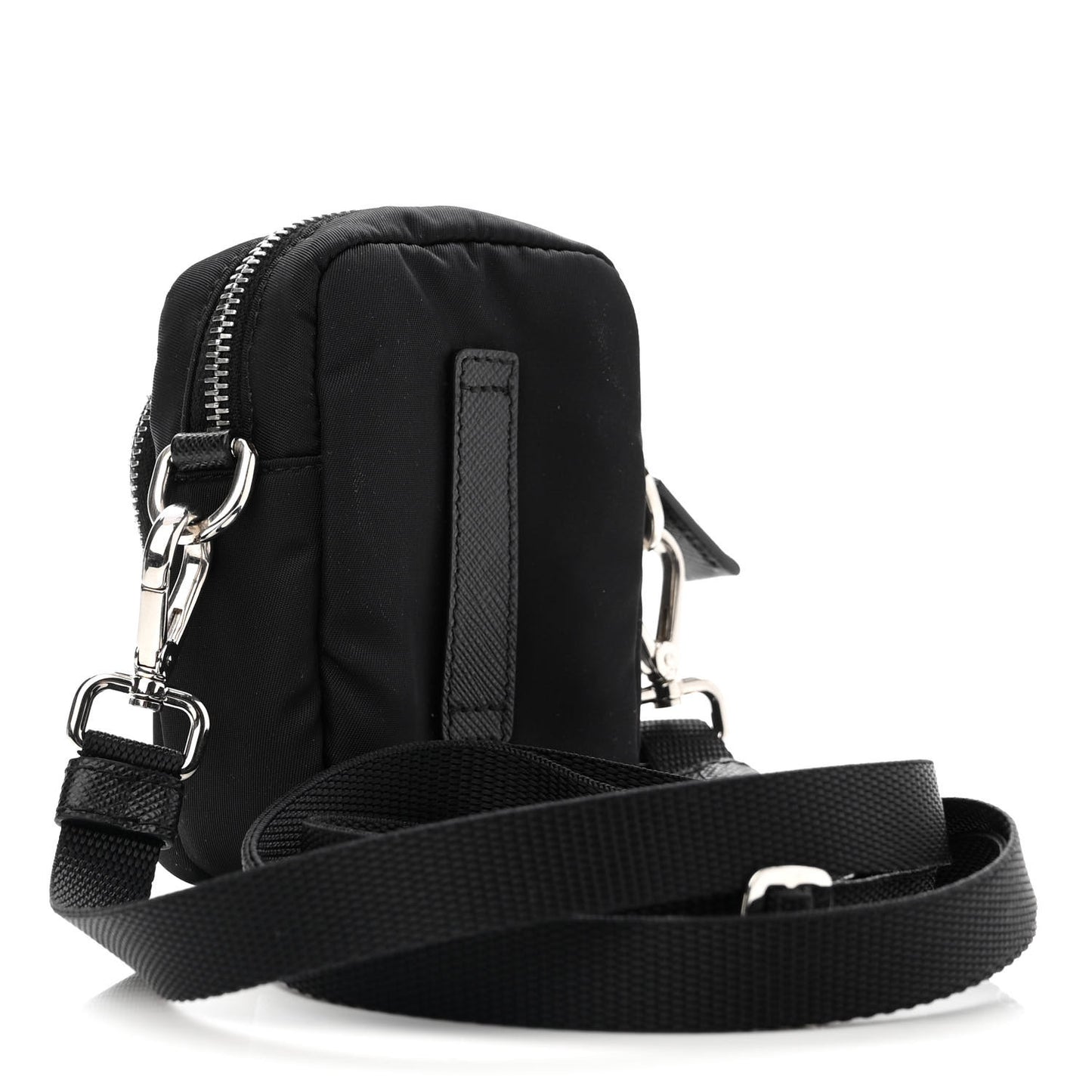 Tessuto Nylon Saffiano Mini Crossbody Pouch Black