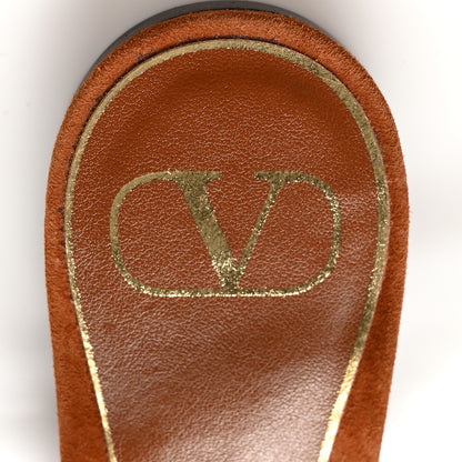 Valentino Garavani Suede Monochrome Rockstud Flair Ankle Wrap Flat Sandals 37 Deep Cuir 7 of 8
