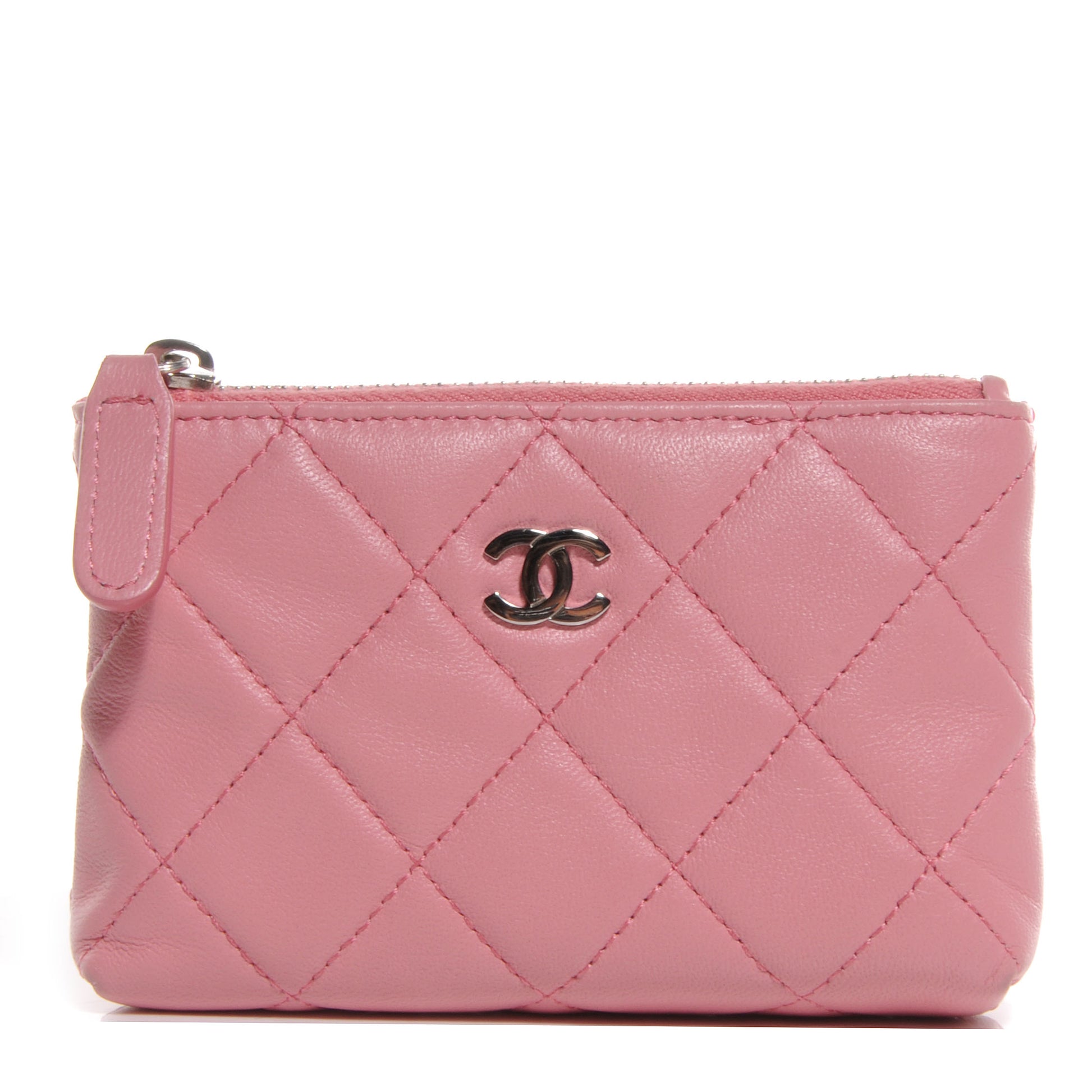 Chanel Lambskin Quilted Key Holder Case Pink 1 of 8