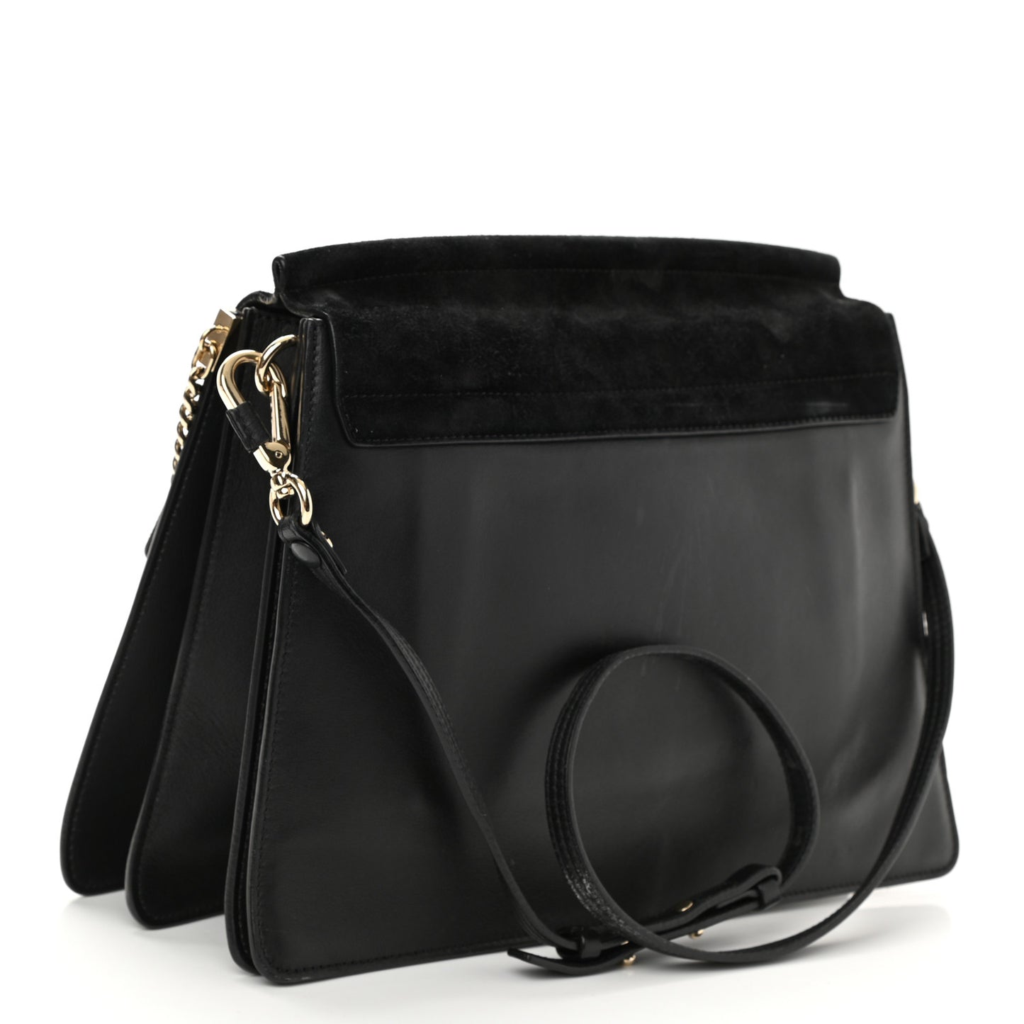 Suede Calfskin Medium Faye Shoulder Bag Black