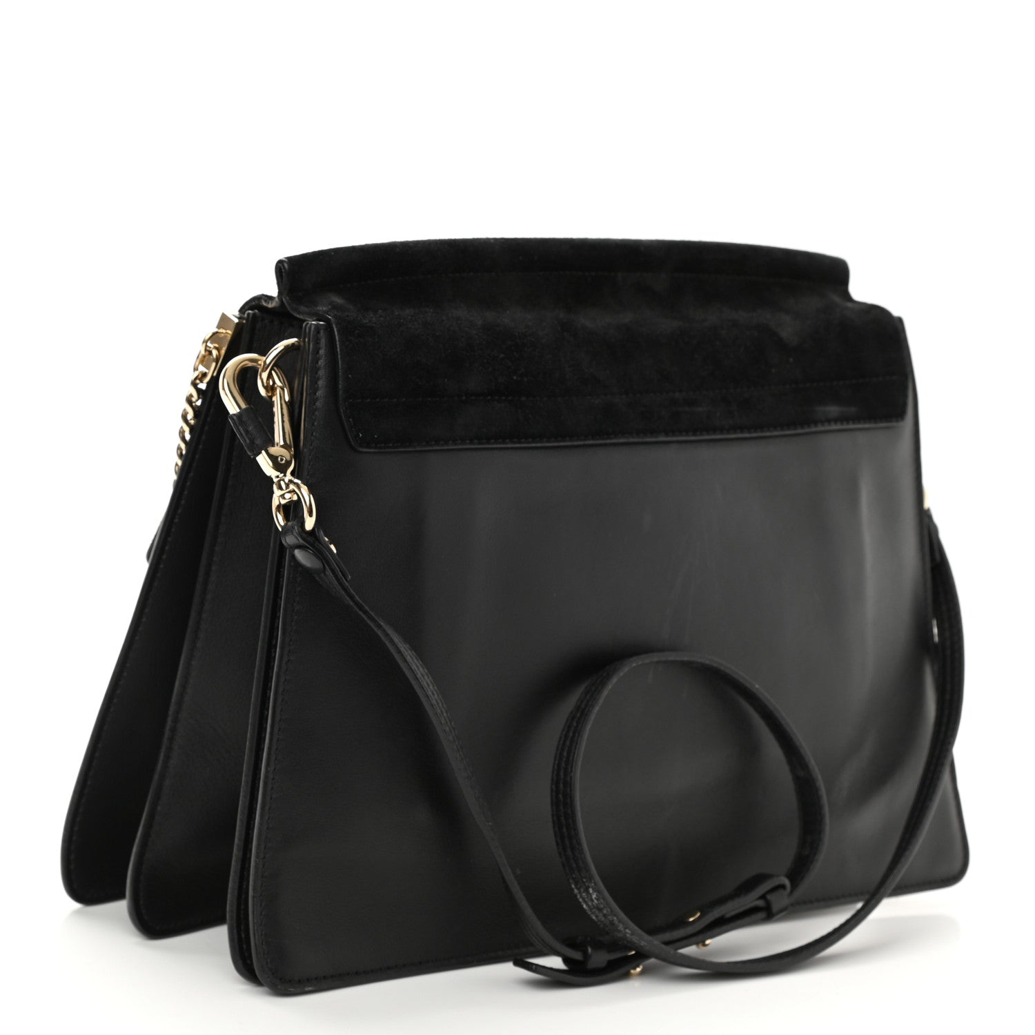 Chloe Suede Calfskin Medium Faye Shoulder Bag Black 3 of 9