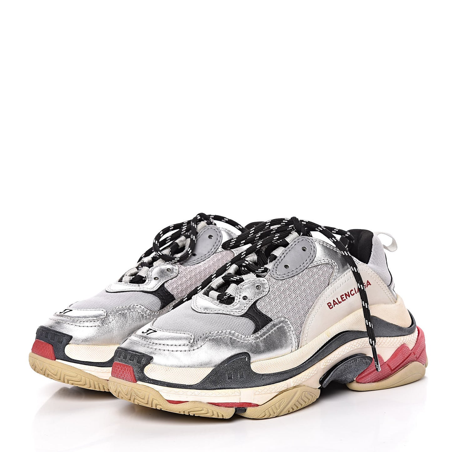 Mesh Nubuck Womens Triple S Sneakers 37 Black Argent