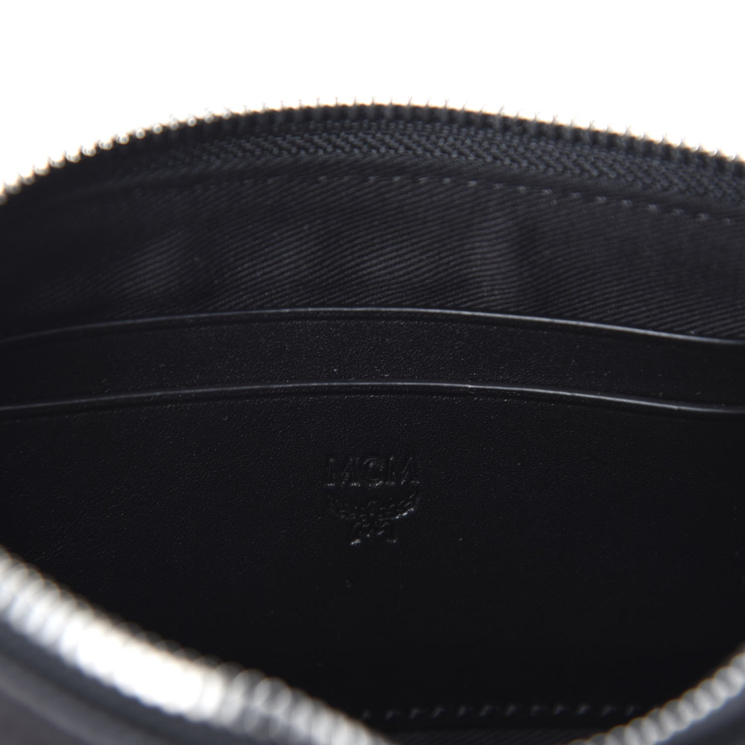 MCM Calfskin Wristlet Logo Zip Pouch Black 6 of 7