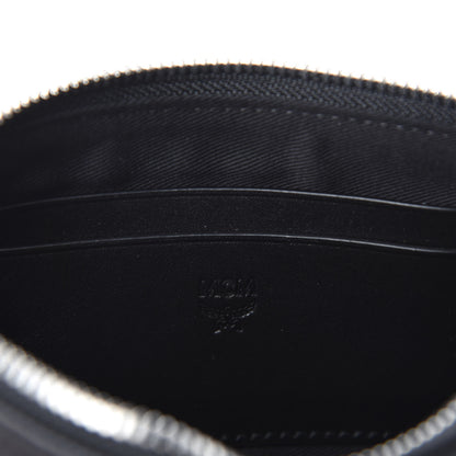 MCM Calfskin Wristlet Logo Zip Pouch Black 6 of 7