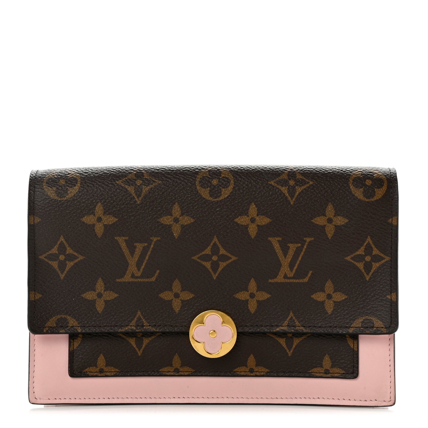 Monogram Flore Chain Wallet Rose Ballerine