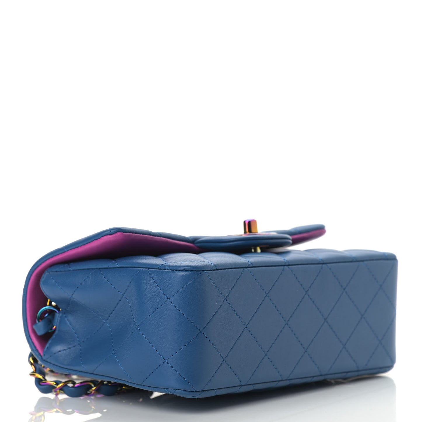 Lambskin Quilted Mini Rectangular Flap Blue Purple