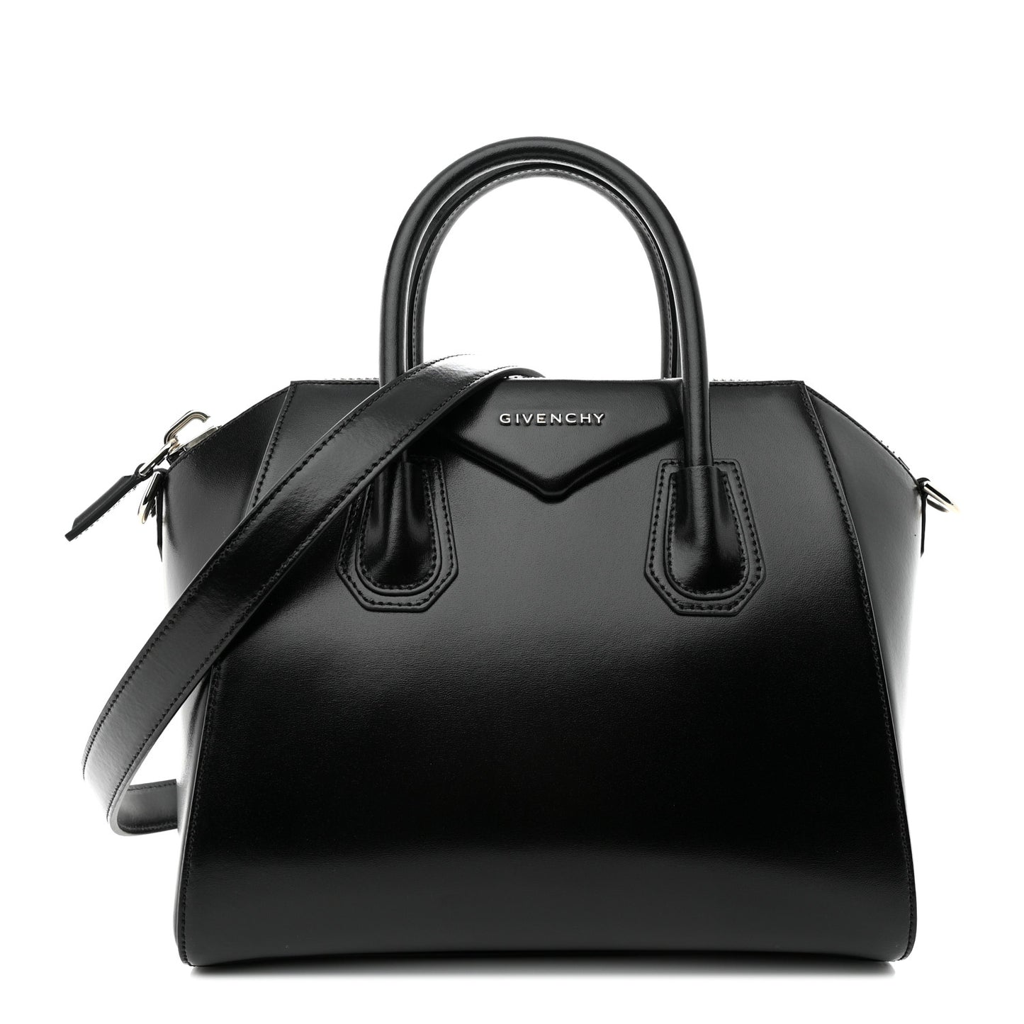 Shiny Lord Calfskin Small Antigona Black