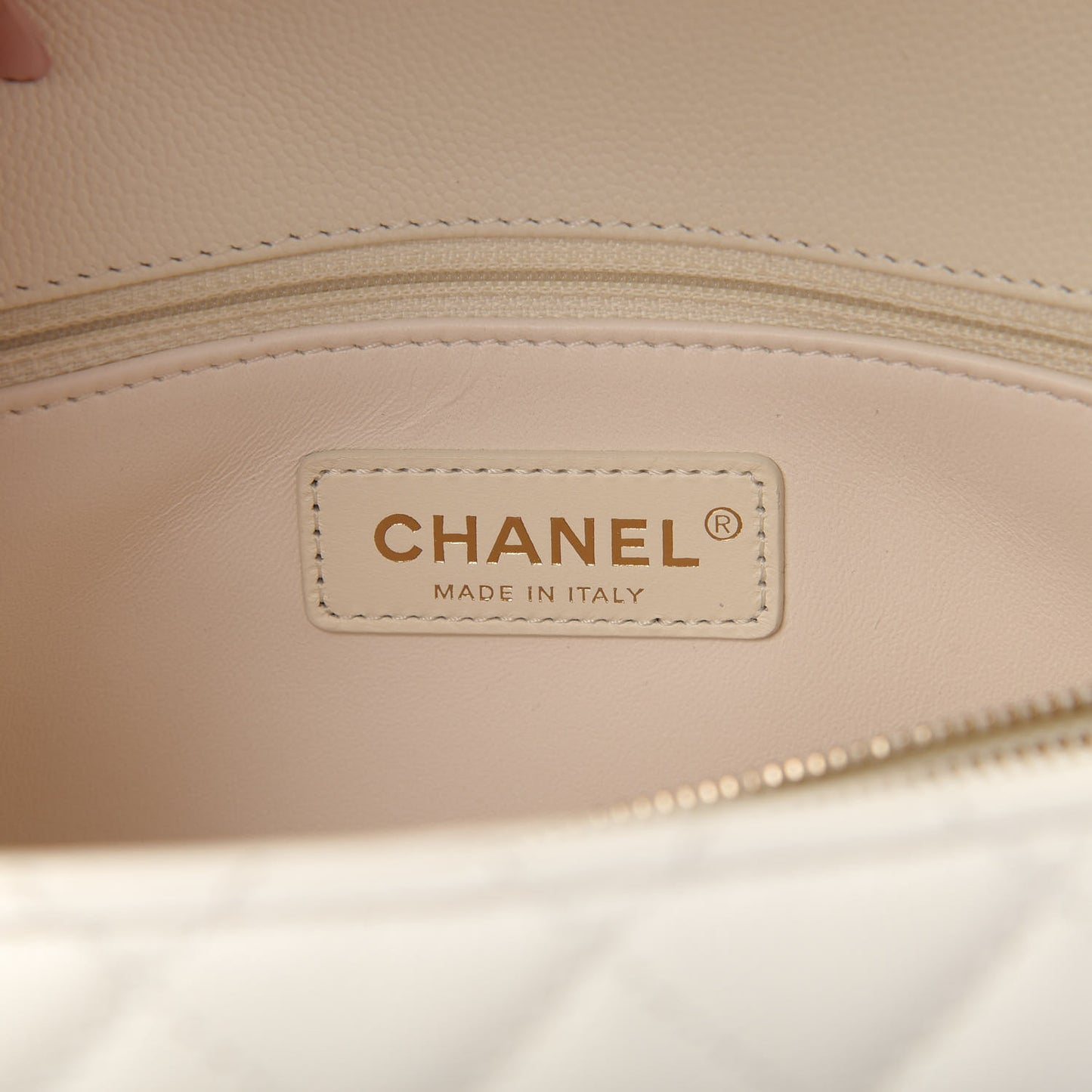 Caviar Quilted Small Coco Handle Flap White