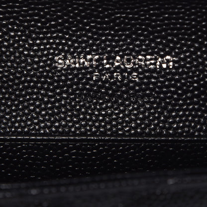 Saint Laurent Grain De Poudre Matelasse Chevron Small Monogram Envelope Wallet Black 6 of 7