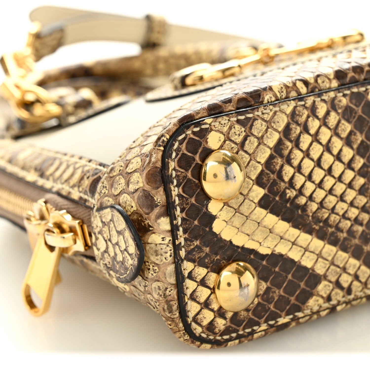 Gucci Snakeskin Boarded Plutone Calfskin Mini Horsebit 1955 Top Handle Bag White Multicolor 9 of 12