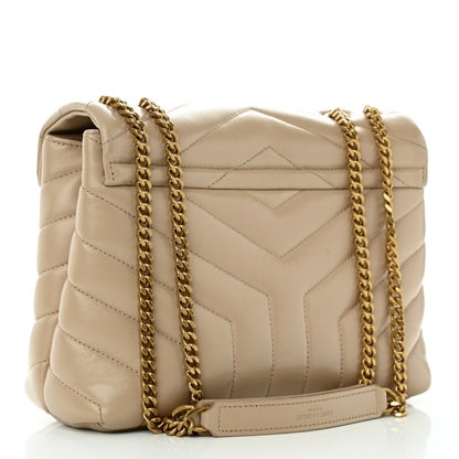 Saint Laurent Calfskin Y Quilted Monogram Small Loulou Chain Satchel Dark Beige 3 of 13