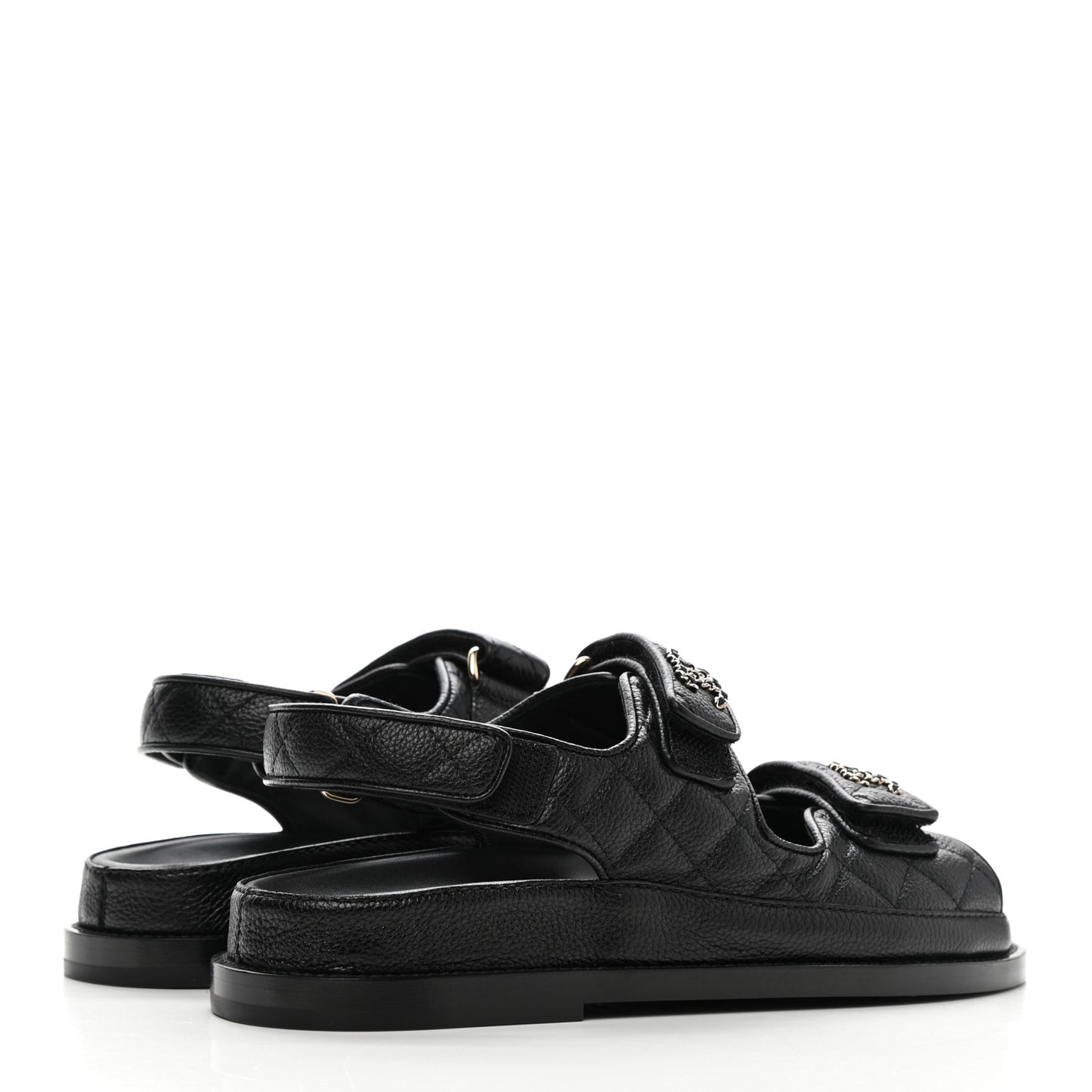 Grained Calfskin Velcro Dad Sandals 35.5 Black