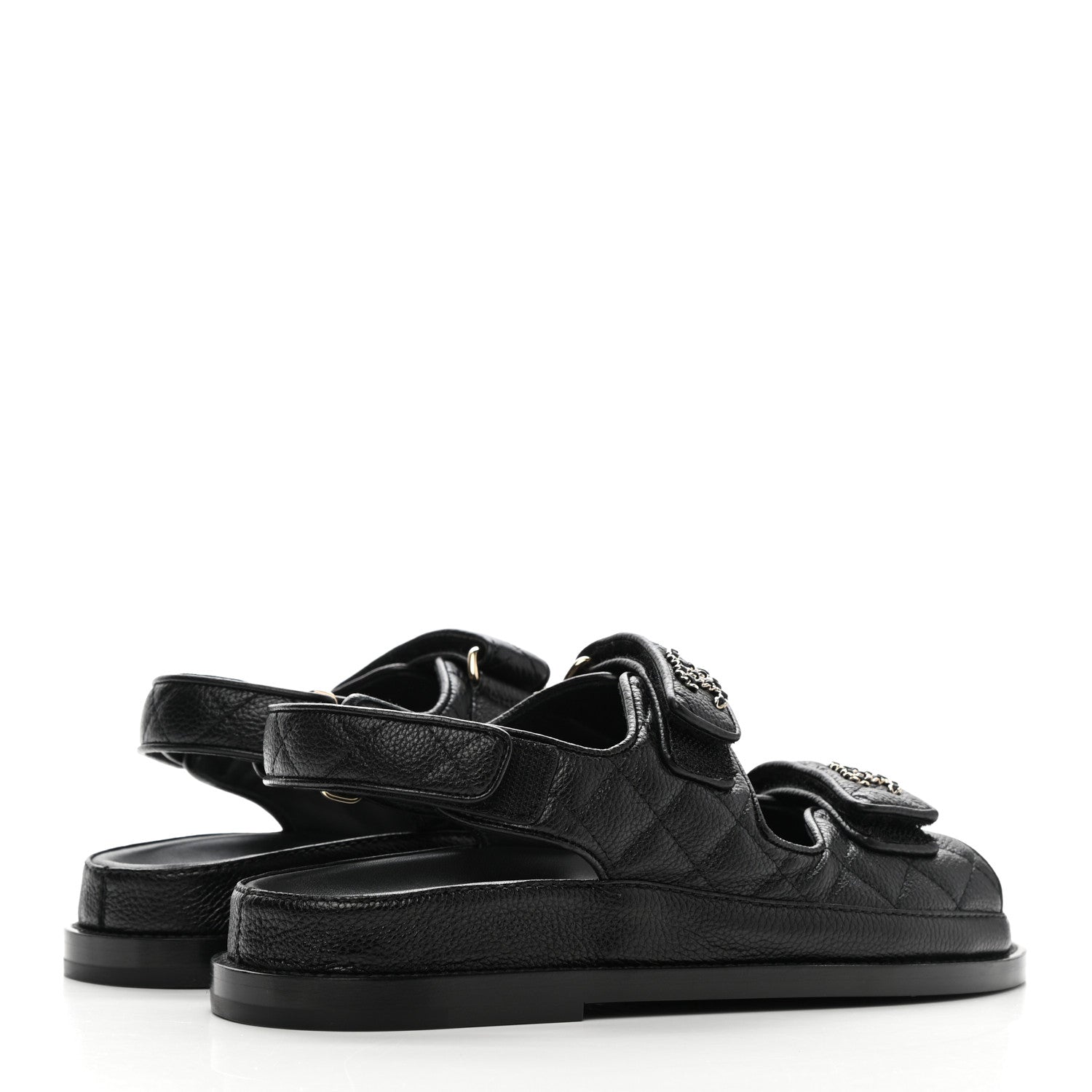 Chanel Grained Calfskin Velcro Dad Sandals 35.5 Black 4 of 10