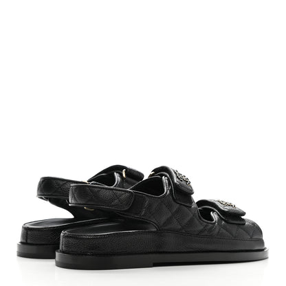Chanel Grained Calfskin Velcro Dad Sandals 35.5 Black 4 of 10