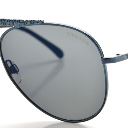 Chanel Aviator Metallic Pilot Sunglasses 4231 Dark Blue 7 of 13