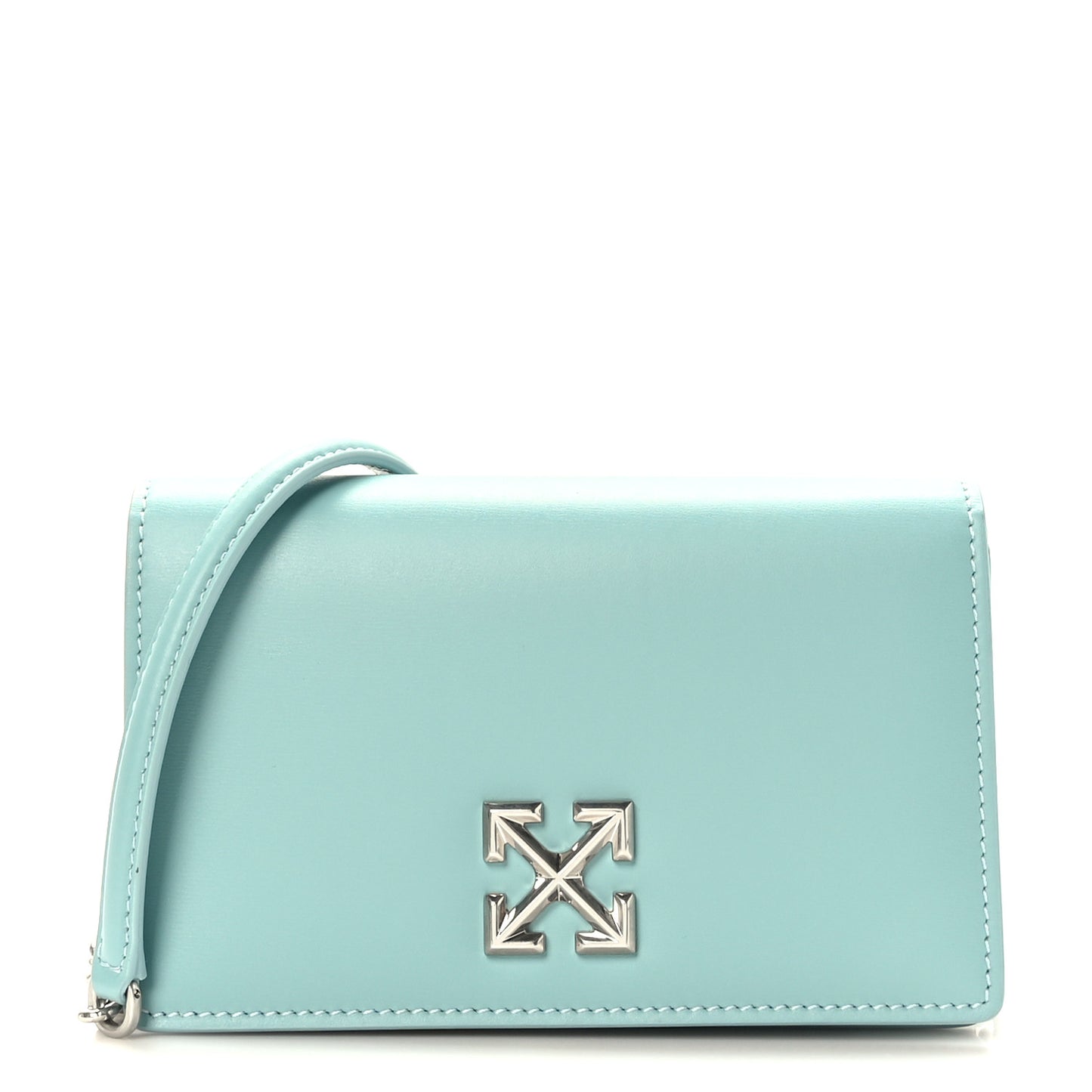 OFF WHITE Calfskin Jitney 0.5 Shoulder Bag Light Blue