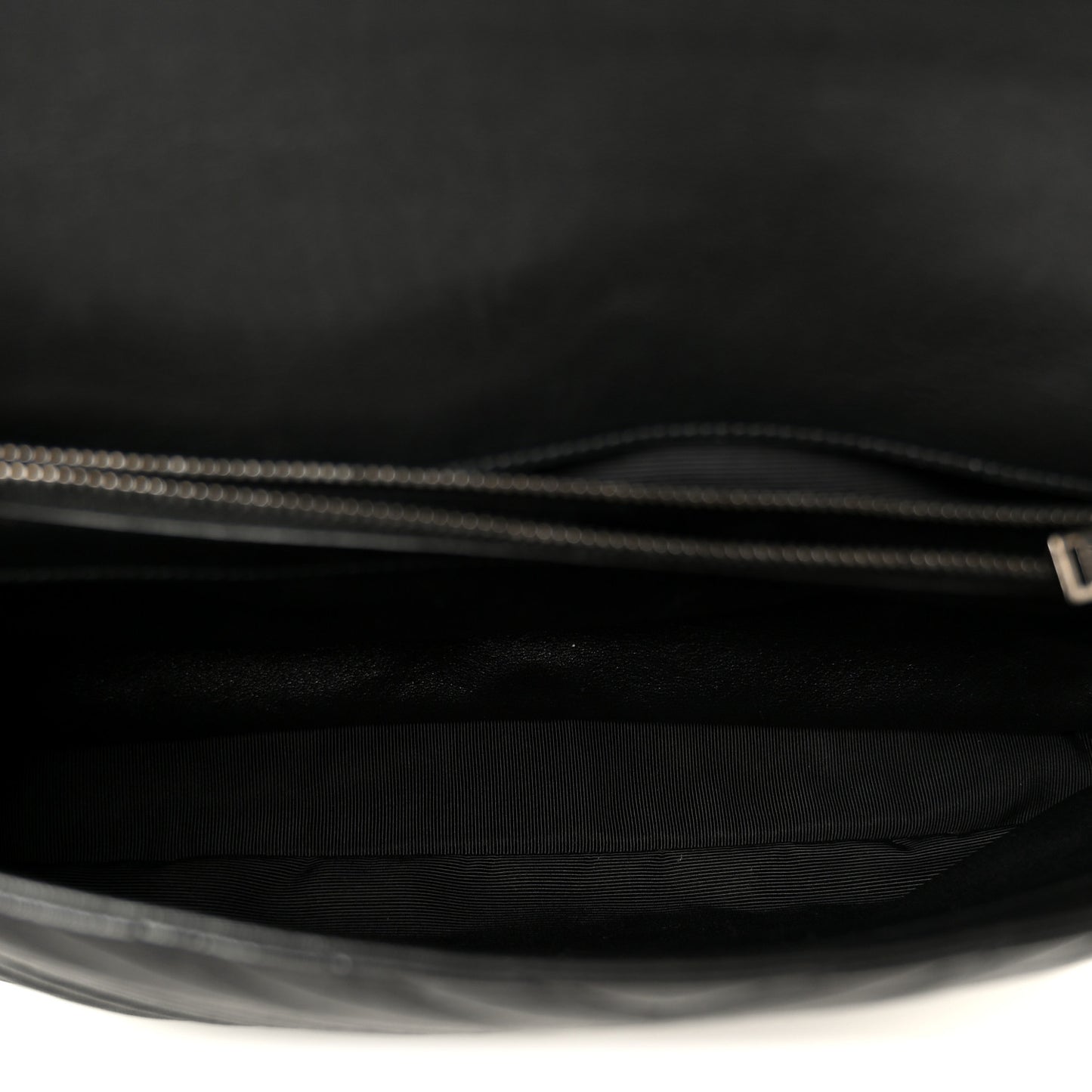 Sheepskin Matelasse Chevron Monogram Large College Satchel Black