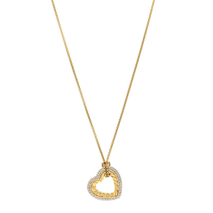 David Yurman 18K Yellow Gold Diamond Large Open Heart Cable Pendant Necklace 1 of 4
