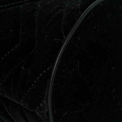 Gucci Velvet Matelasse Mini GG Marmont 2.0 Bucket Bag Black 10 of 11