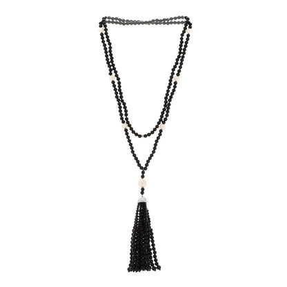 Tiffany Sterling Silver Black Onyx Freshwater Pearl Ziegfeld Tassel Necklace 3 of 6