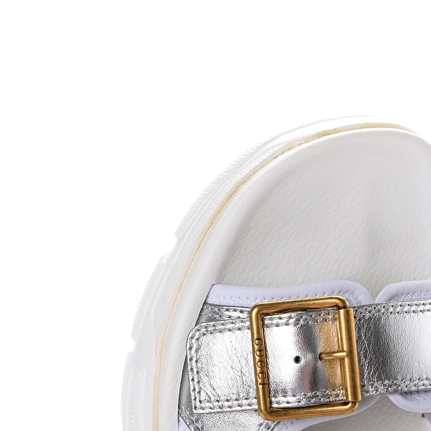 Metallic Nappa Aguru Slide Sandals 40.5 Argent Great White