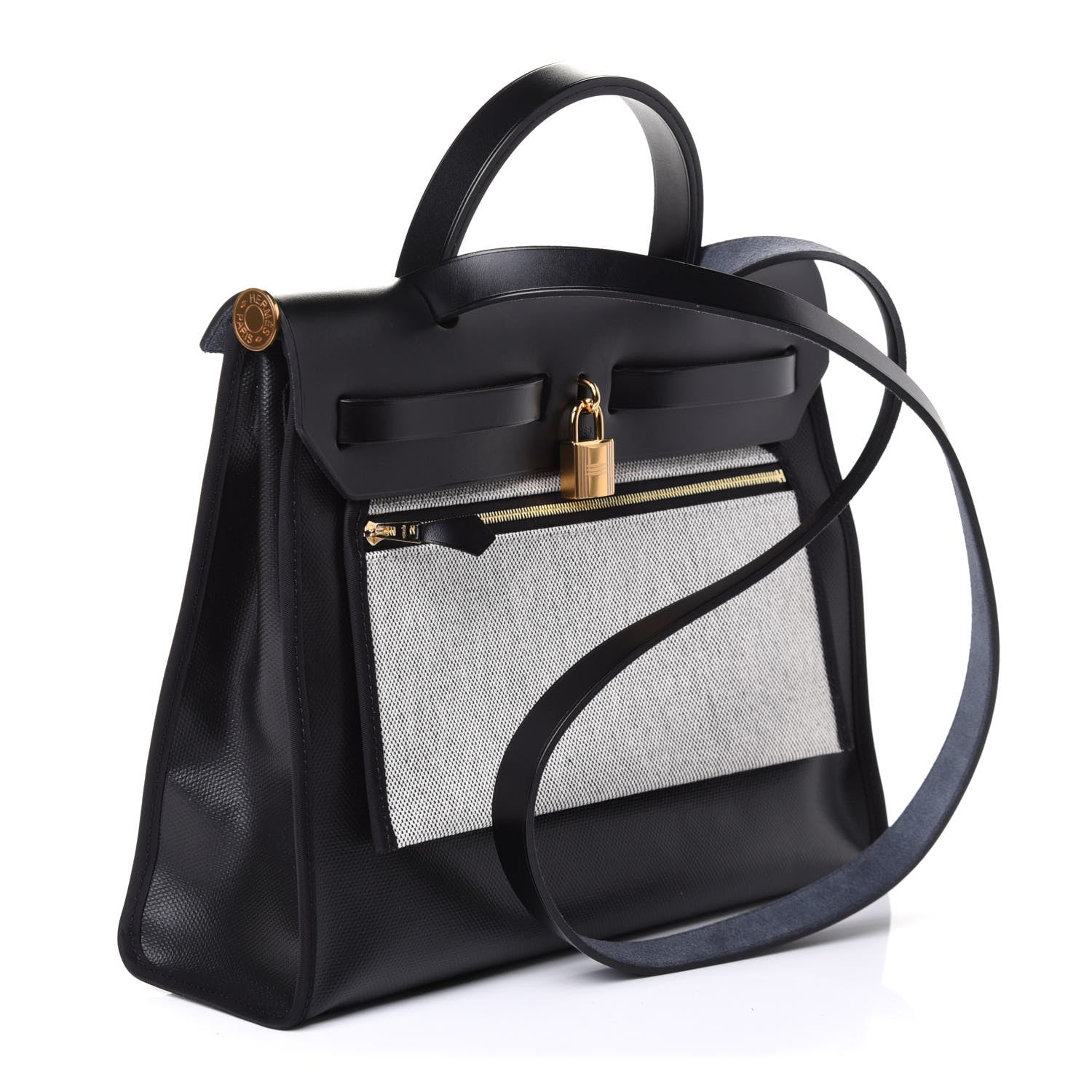 Hermes Toile H Berline Vache Hunter Herbag Zip PM 31 Black Ecru 5 of 7