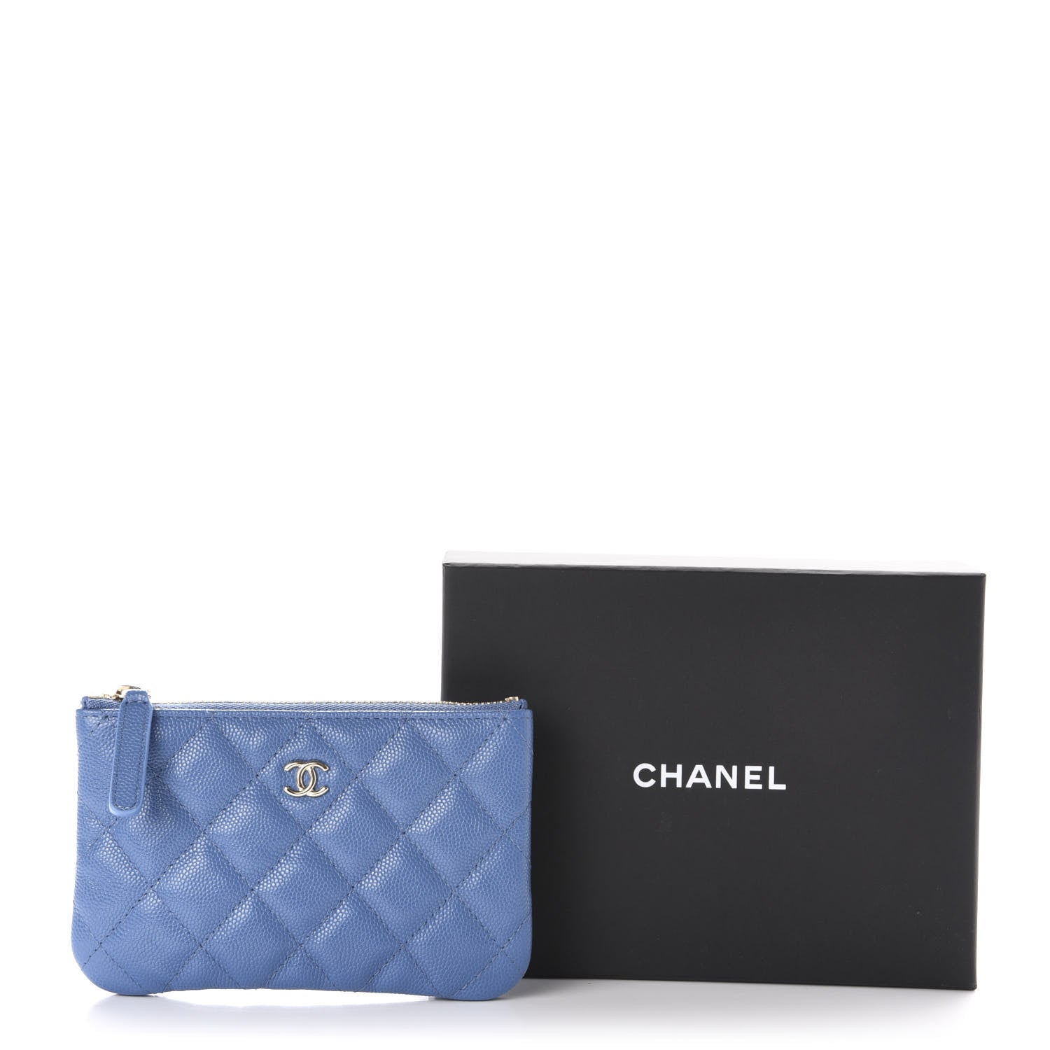 Chanel Caviar Quilted Small Cosmetic Case Blue 10 of 10