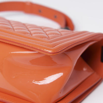 Chanel Patent Quilted Medium Boy Flap Orange 12 of 17