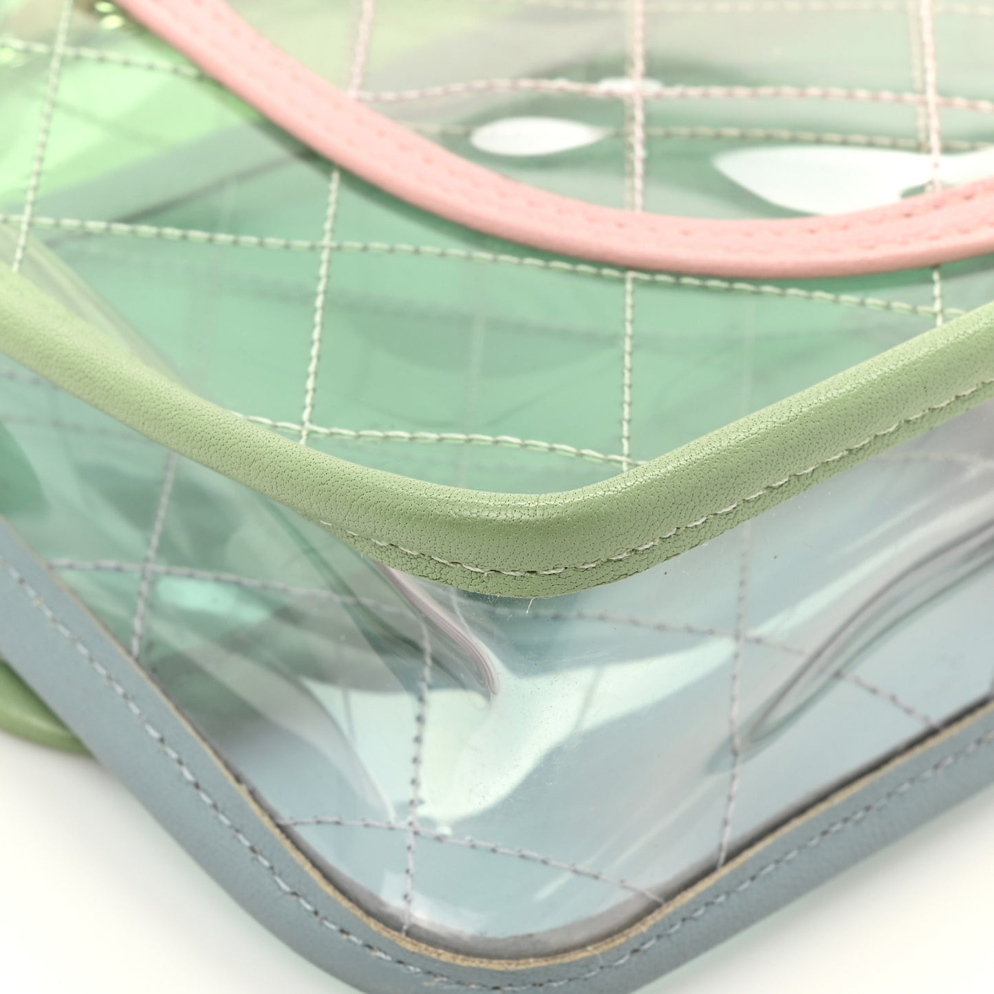 Lambskin PVC Quilted Medium Coco Splash Flap Blue Green