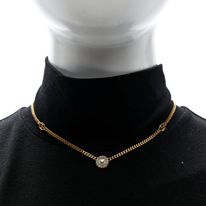 Gucci Crystal Pearl Double G Marmont Flower Necklace Gold 2 of 4