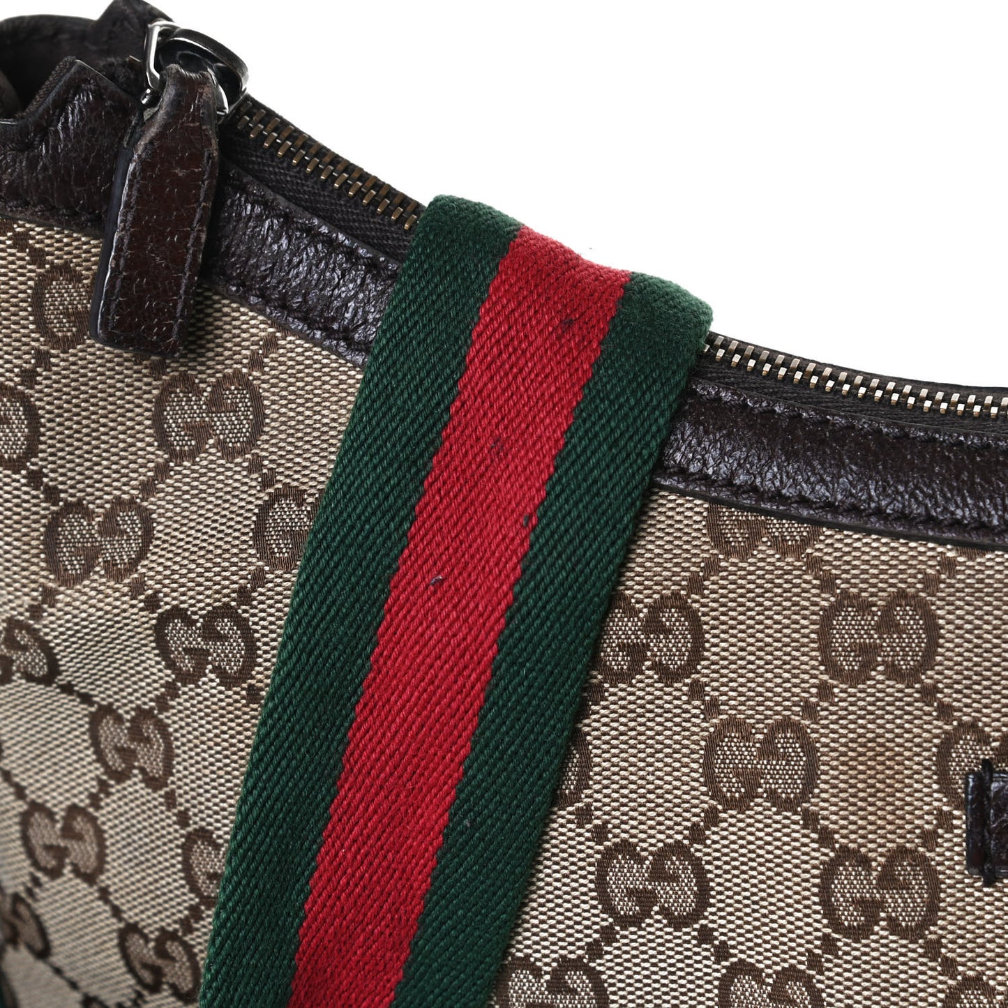 Monogram Web Medium Half Moon Hobo Dark Brown