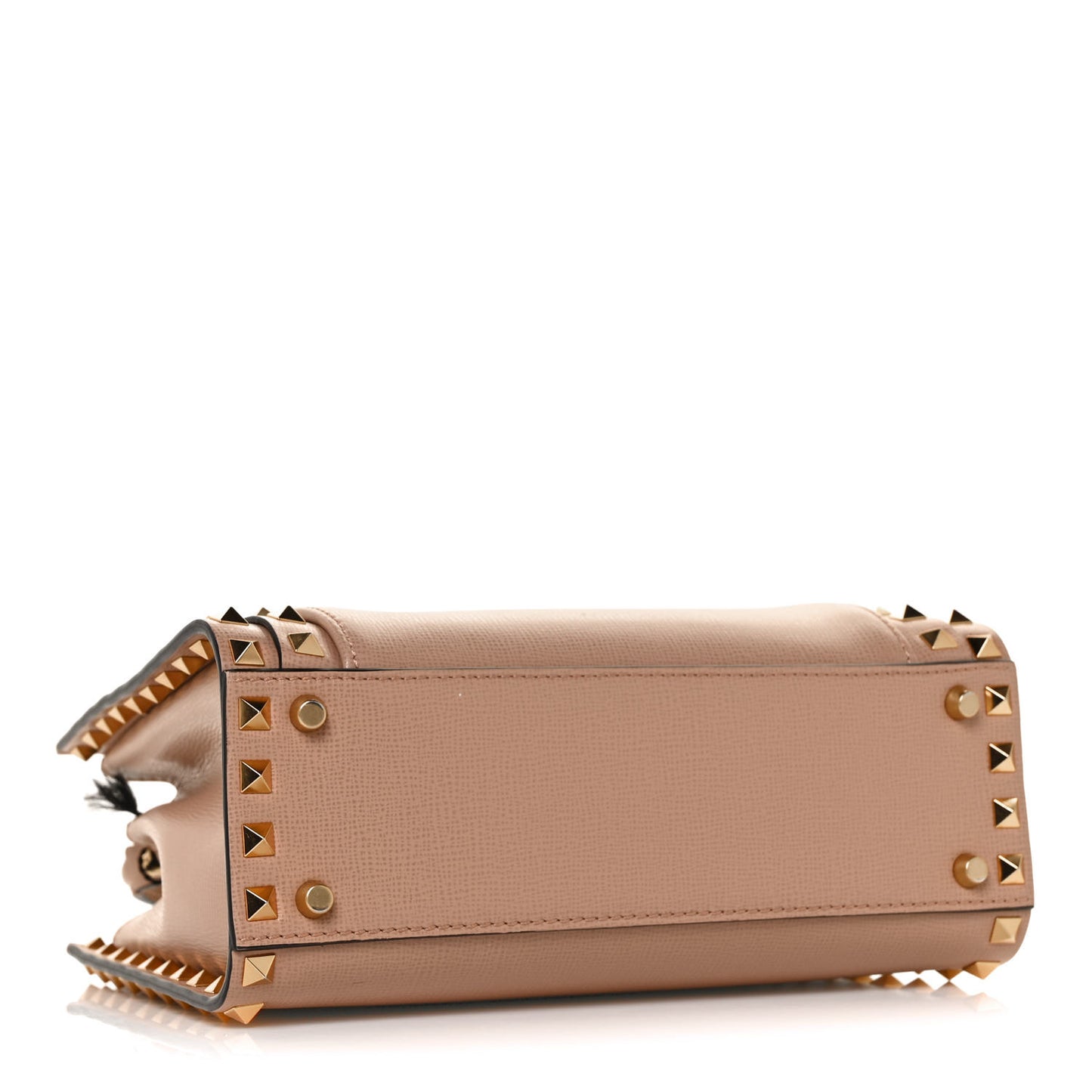 Vitello Small Rockstud Alcove Top-Handle Bag Rose Cannelle
