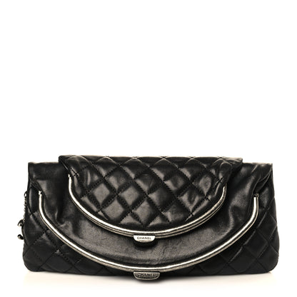 Chanel Lambskin Quilted Frame Clasp Flap Clutch Black 1 of 10