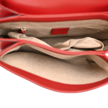 Gucci Dollar Calfskin Interlocking G Top Handle Shoulder Bag Red 5 of 11