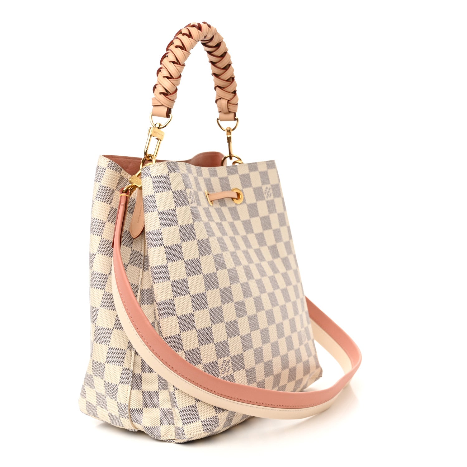 Louis Vuitton Damier Azur Braided Neonoe MM Peach Cream 3 of 12
